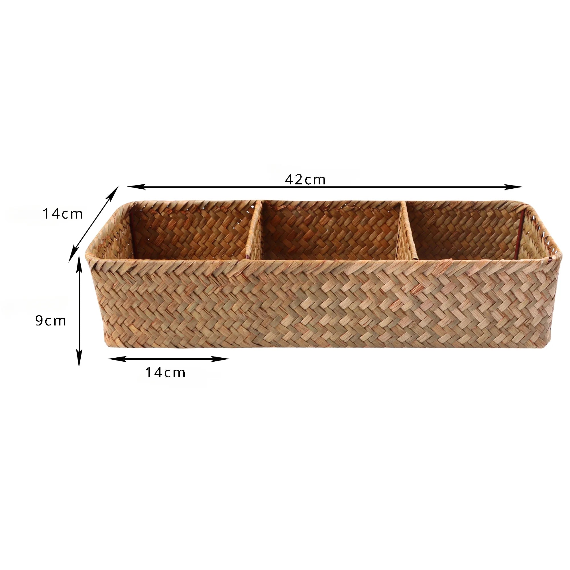 Hand Woven Storage Baskets With Lid Dust Clothing Storage-Box Rectangular Wardrobe Container Sundries Organizer 3 Grids