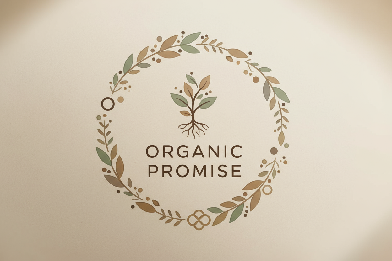 organic promise logo with neutral colors